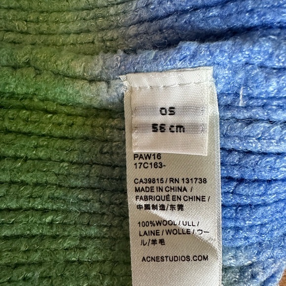 Brand New Acne Studios Pansy Rainbow Beanie - coral red/green multicolor - Picture 6 of 8